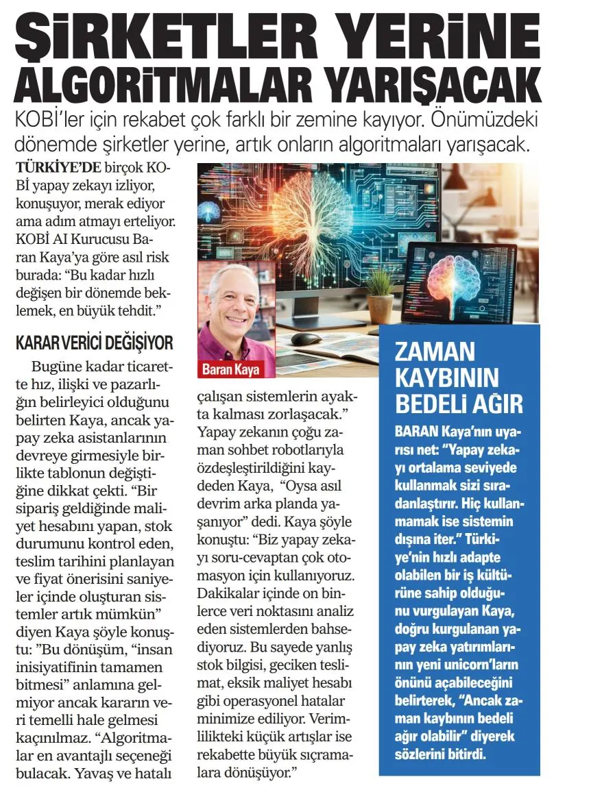 ŞİRKETLER YERİNE ALGORİTMALAR YARIŞACAK (Akşam Gazetesi 06.03.2026)